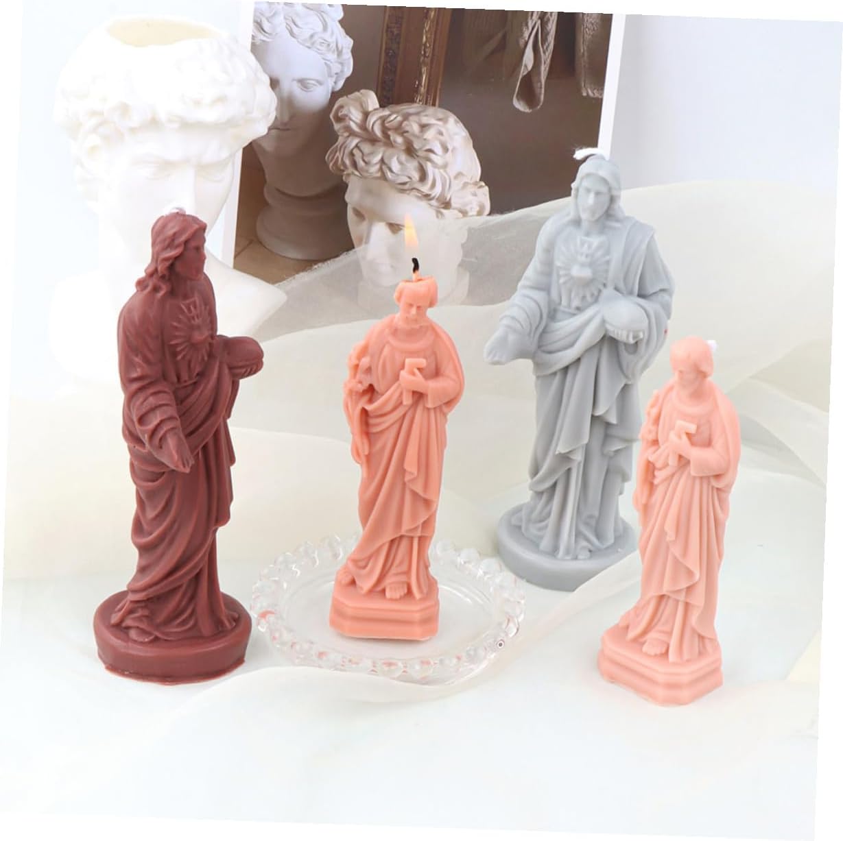 Hemobllo Jesus Candle Mold Silicone DIY Small Size Handmade Soap and Wax Mold for Religious Candle Making Craft