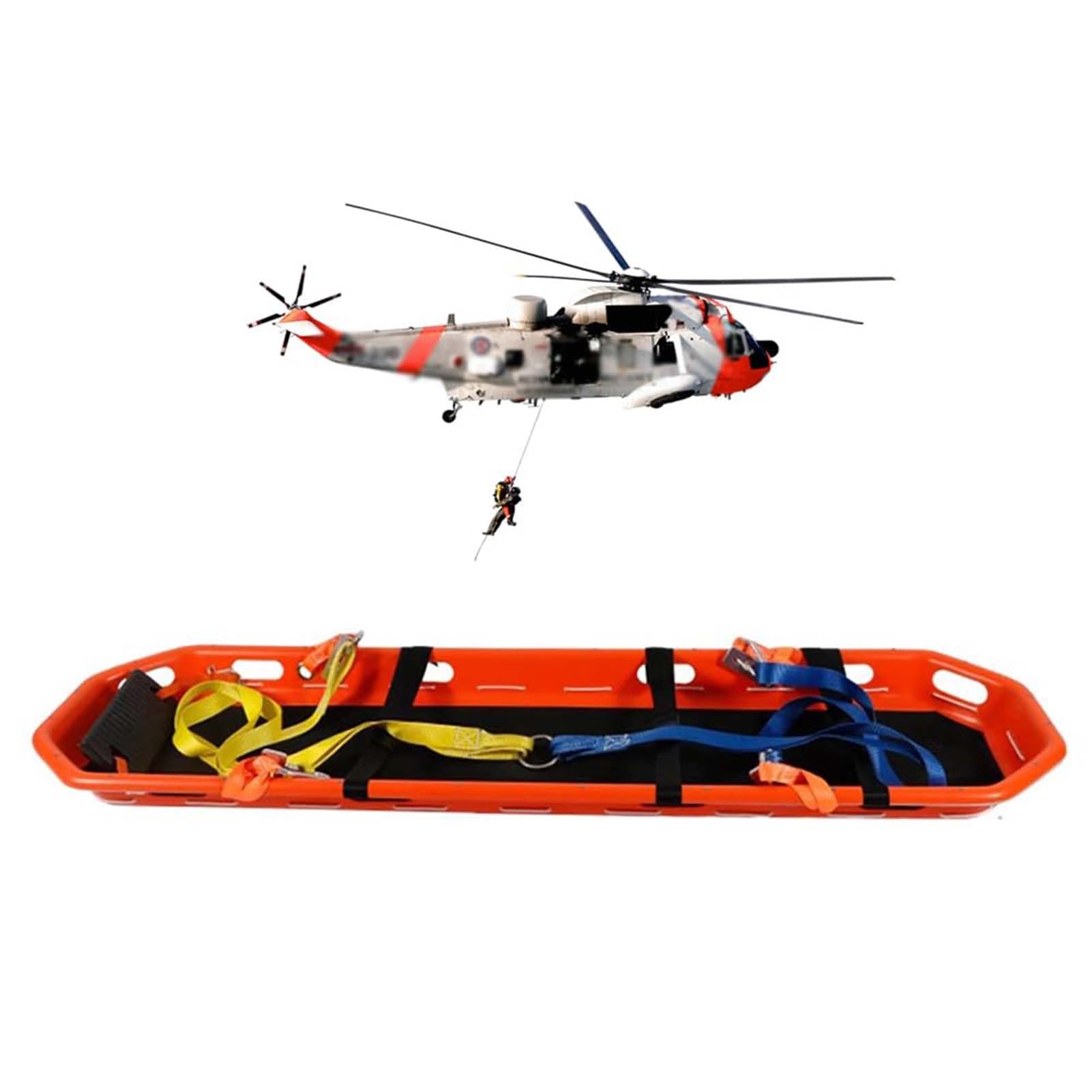 SGKOMN Basket Stretcher, Portable Rescue Basket Stretcher with Straps, Helicopter Rescue, Folding Basket Stretche,Hanging Basket Stretcher