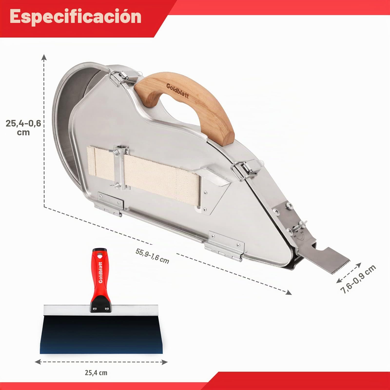 Goldblatt Herramientas de encintar para paneles de yeso con cuchillo de encintar de acero azul de 25 cm, ligero y cómodo para acabados y reparaciones