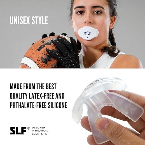 Miniatura 5 de SLEEFS Protector bucal de fútbol, protector bucal con correa para casco, boquilla protectora de labiosdientes, sin hervir, para jóvenesadultos,