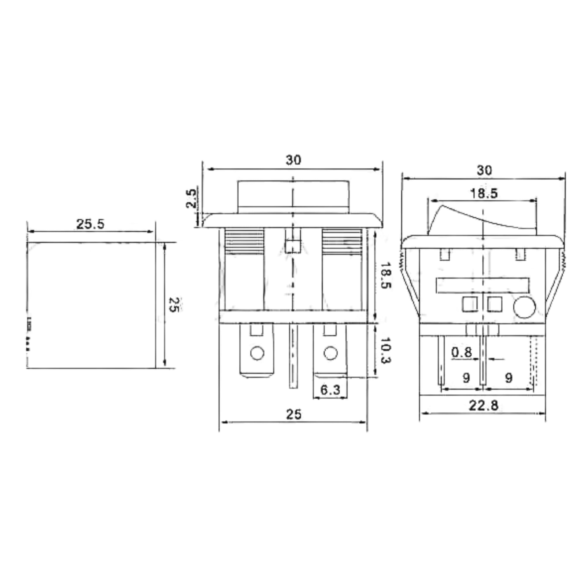 Interruptor Basculante DPST ON/OFF 4 pin, Verde, 1 Unidad - imagen 7
