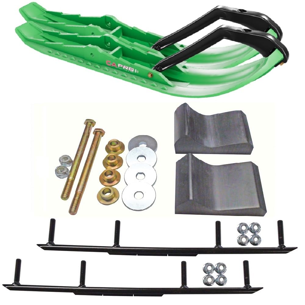 C&A Pro Green TMX Snowmobile Skis w/ 4