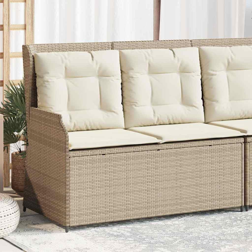Poltrona da giardino reclinabile con cuscini imbottiti, rattan sintetico resistente alle intemperie, schienale e poggiapiedi regolabili, struttura in acciaio stabile, fodere