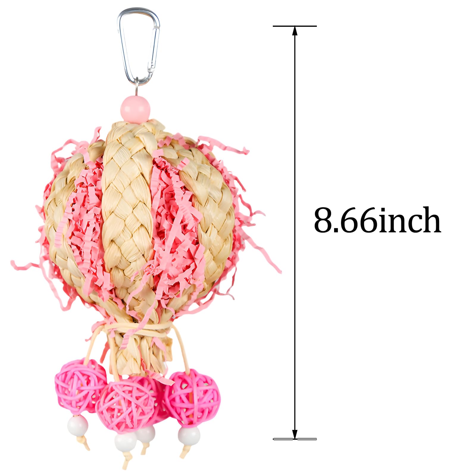 Bird Toys Foraging Shredder Hanging Toys Rope Perch with Bell Parakeet Toy Parrot Swing Climbing Standing Toys Bird Cage Accessories for Conure Cockatiel Budgies Lovebird, Pink, 1 Pack - image 3