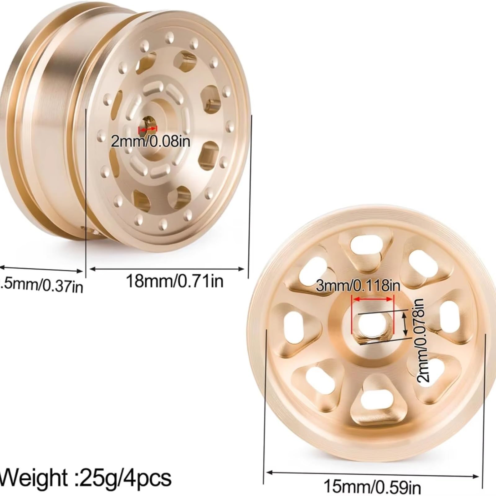 Beadlocks 0,7 Pulgadas para AXIAL para Bronco para Wrangler 1/30 | RC Parts cierres cuentas latón mejoran agarre ladera desplazamiento negativo las tuercas seguridad Repuesto