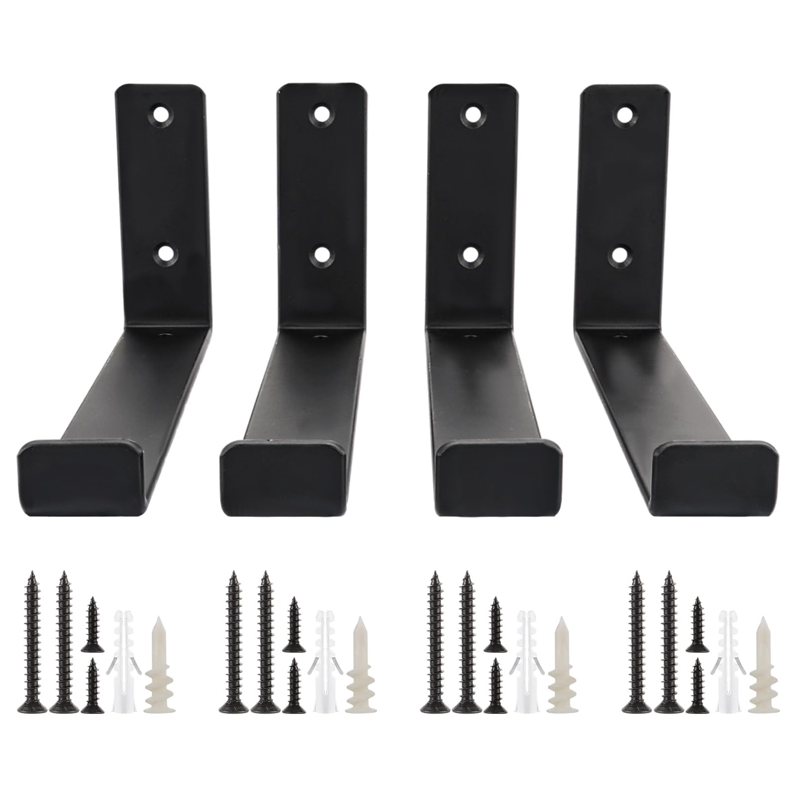 ASelected 4Xshelf Brackets Heavy 5Mm Thick Shelf Bracket Heavy Black Duty Metal Shelf Brackets 225X110Mm Incl Fixtures & Fittings