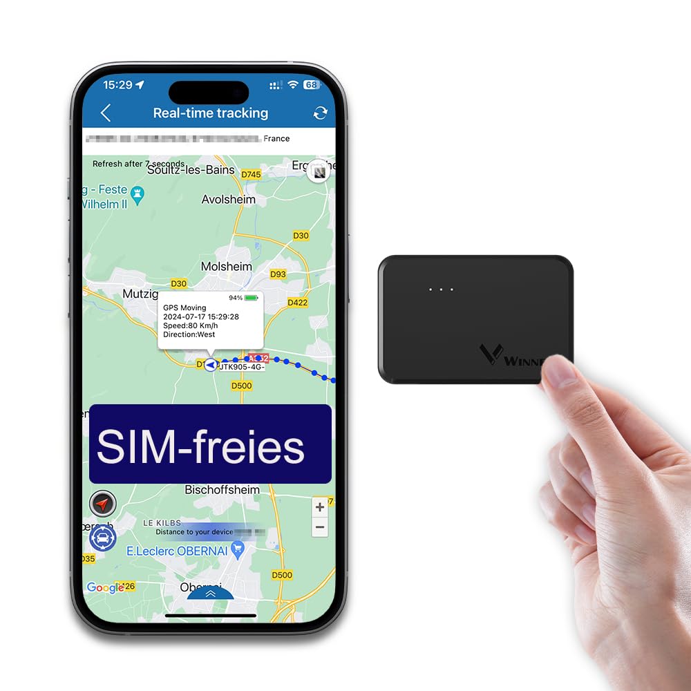 Winnes TK903E Mini GPS Tracker 4G Globale Version Ohne SIM Karte 60 Tage Standby Starker Magnet Echtzeitortung Alarm Erinnerung Kleiner Tragbarer GPS Ortungsgerät für Auto Fahrzeug Personen