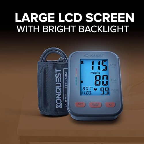 Miniatura 4 de Konquest Monitor automático de presión arterial superior del brazo, puño extra grande de 12  a 19 pulgadas (32 a 19.1 in) - Pantalla retroiluminada