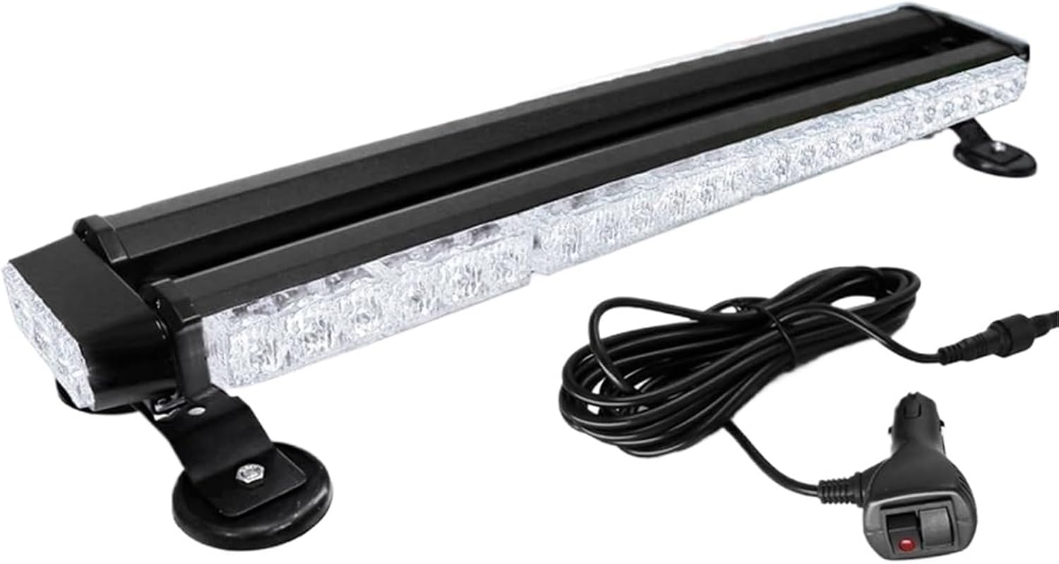 26'' 54 LED Emergency Strobe Rooftop Flashing Light Bar, Double Side Hazard Warning Beacon Safety Lights w/Magnetic for Tow Vehi(White Light)