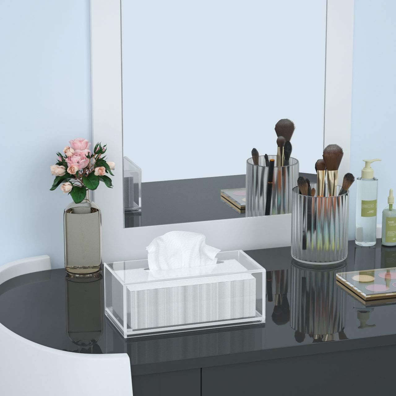 FEMELI Acrylic Tissue Box,Clear Facial Tissue Holder Case Dispenser Napkin Organizer for Bathroom Kitchen Bedroom Office : Home & Kitchen