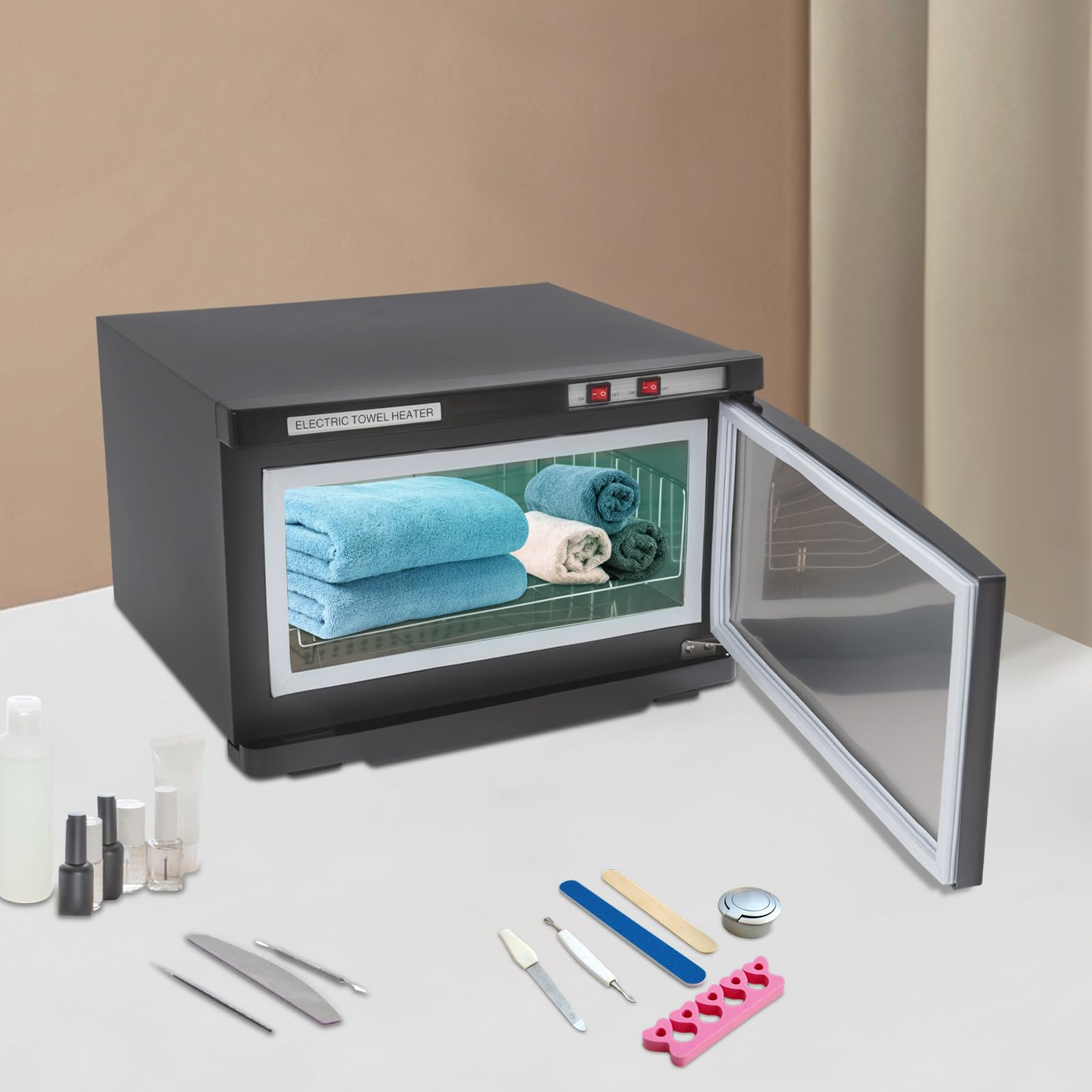 Asciugamano sterilizzatore armadio asciugamano caldo 25 l per casa hotel spa palestra panno in acciaio inox disinfezione e riscaldamento con 220 V potenza 70 °C temperatura di funzionamento (nero)