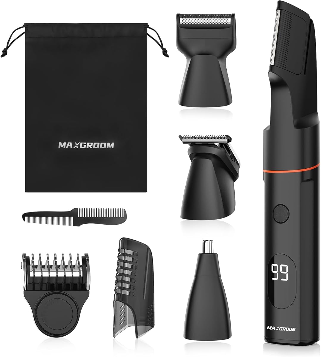 MAXGROOM 4-in-1 Intimrasierer Mann, Wasserdicht Körperrasierer Herren, Wiederaufladbarer Type-C Rasierer Herren Intimbereich, Body Groomer Men, Intim Rasierer Männer für Bart Gesicht Achseln und Hoden