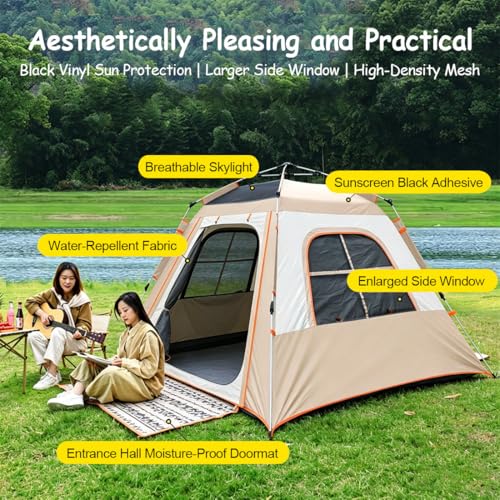 Carpa de camping instantánea impermeable con porche y toldo miniatura 6
