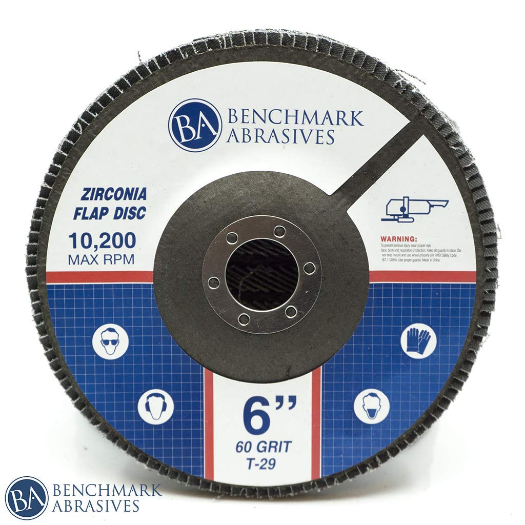 Benchmark Abrasives 6" x 7/8" Premium High Density Jumbo Zirconia Type 29 Flap Disc - 10 Pack (60 Grit)