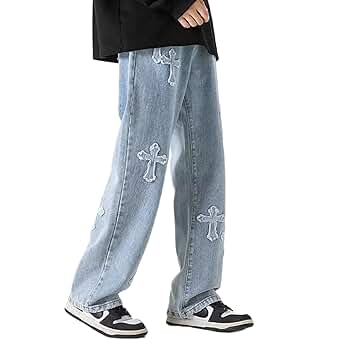 Y2k Baggy Jeans for Men Wide Leg Straight Denim Pants Hip