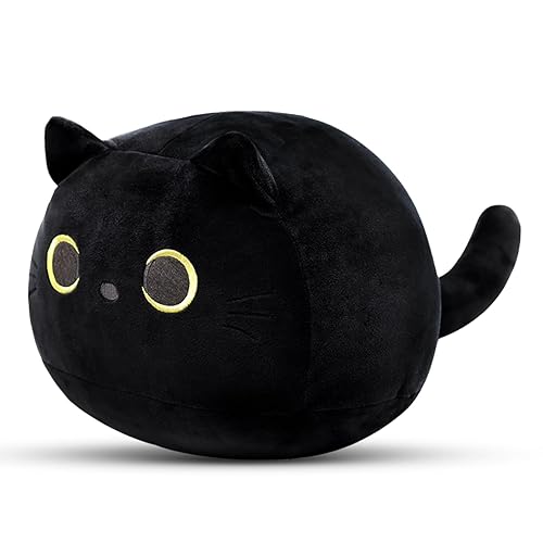 iBccly 8" Black Cat Plush Toy Black Cat Pillow,Soft Plush Doll Cat Plushie Cat Pillow,Stuffed Animal Soft PlushieToy Baby Plush Toys Cat Shape Design Sofa Pillow Decoration Doll - 8in(black)