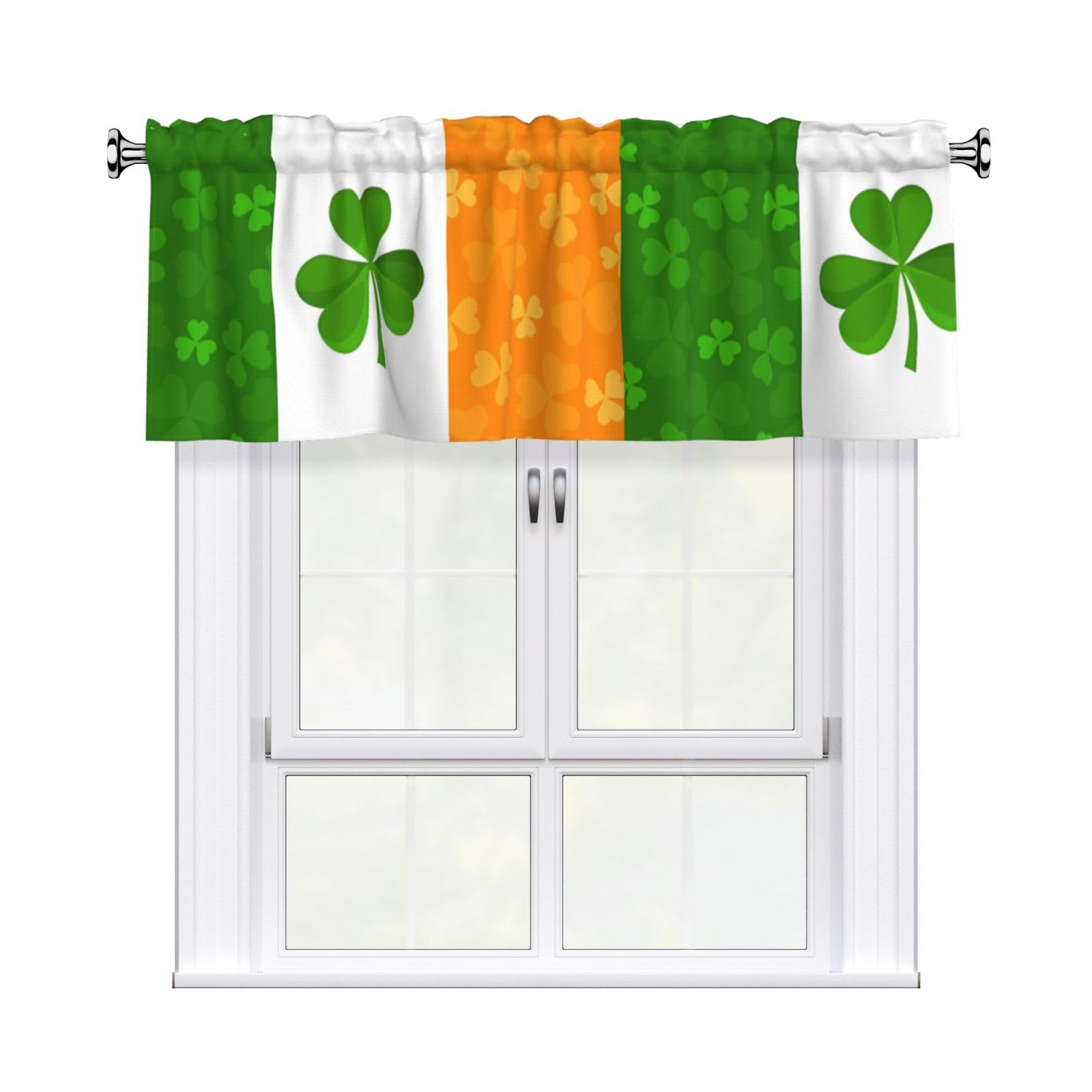 WHJDPP irish flag Prints Charming Kitchen Window Cover – 54x18 Inch Peach Skin Valance with Decorative Print
