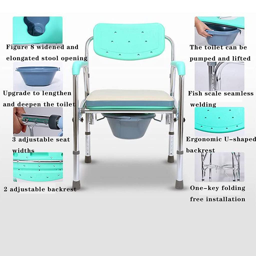Składana Komoda/Krzesełko Pod Prysznic Przenośne składane Krzesło Commode Regulowany Wysokość Starszy Krzesło prysznicowe Materiał ze stopu aluminium Nadaje się do starszych kobiet w ciąży Krzesło alt