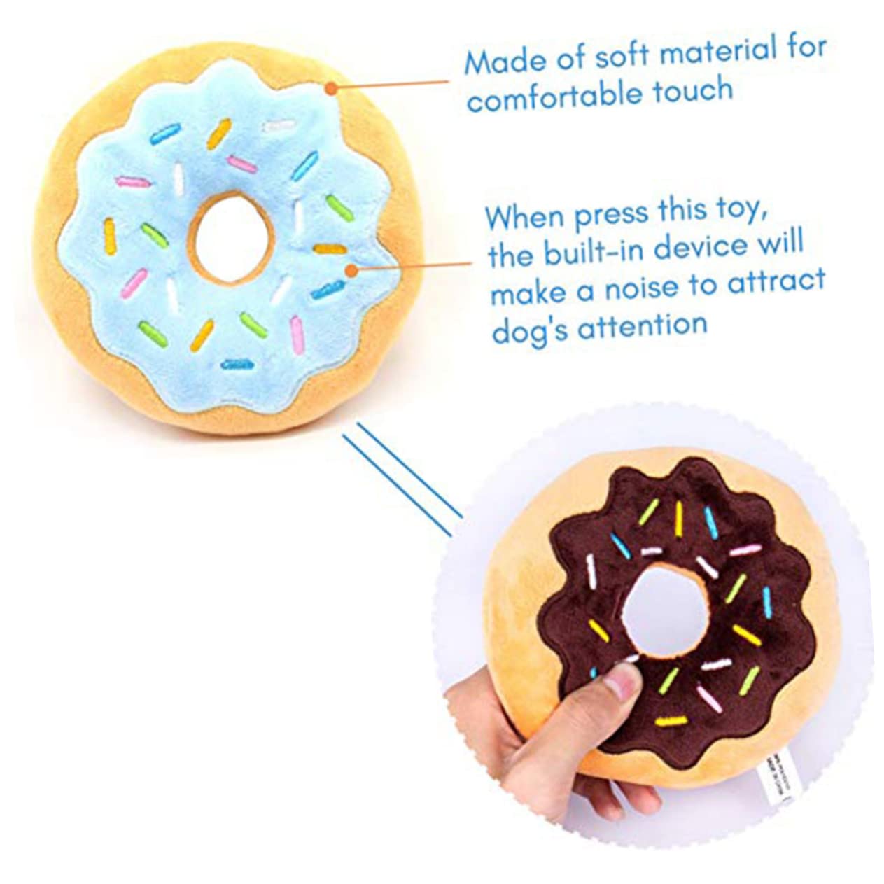 FRCOLOR 6stücke Hundespielzeug Plüsch Donut Kauspielzeug Mit Quietschfunktion Für Welpen Und Hunde Zufälligen Farben Für Kauen Und Spielen