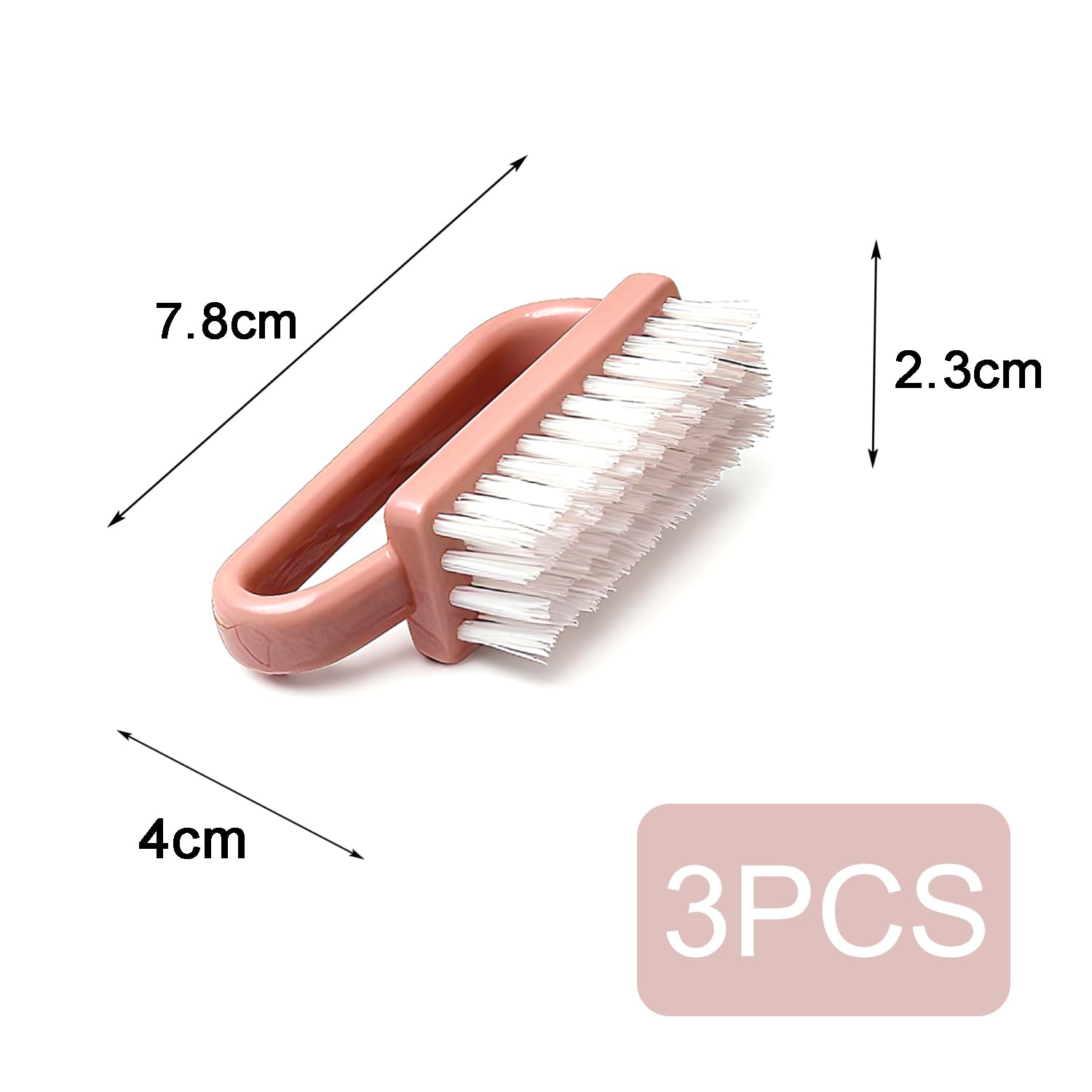 3 PCS Spazzola Per Unghie, Maniglia Grip Pennello per Unghie, Lavaggio di Mani Spazzolino per Unghie Per Pulizia E Pulizia Delle Unghie, Pennelli per Pedicure(Pink)