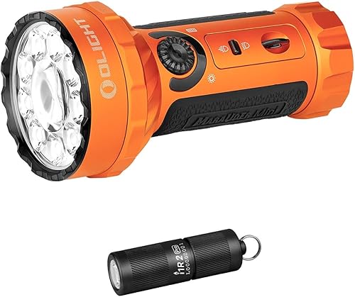 OLIGHT Marauder Mini 7,000 lúmenes linterna brillante con distancia de haz de 1,968.5 ft, potente paquete RGB I1R 2 Pro EDC recargable llavero luz