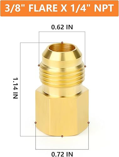 Miniatura 181 de GASHER 10 piezas de latón SAE 45 grados Flare Tube Fitting, 1/2" Flare Nut Aire Acondicionado Tubo de cobre Extensión de tubo de cobre a tope Tuerca