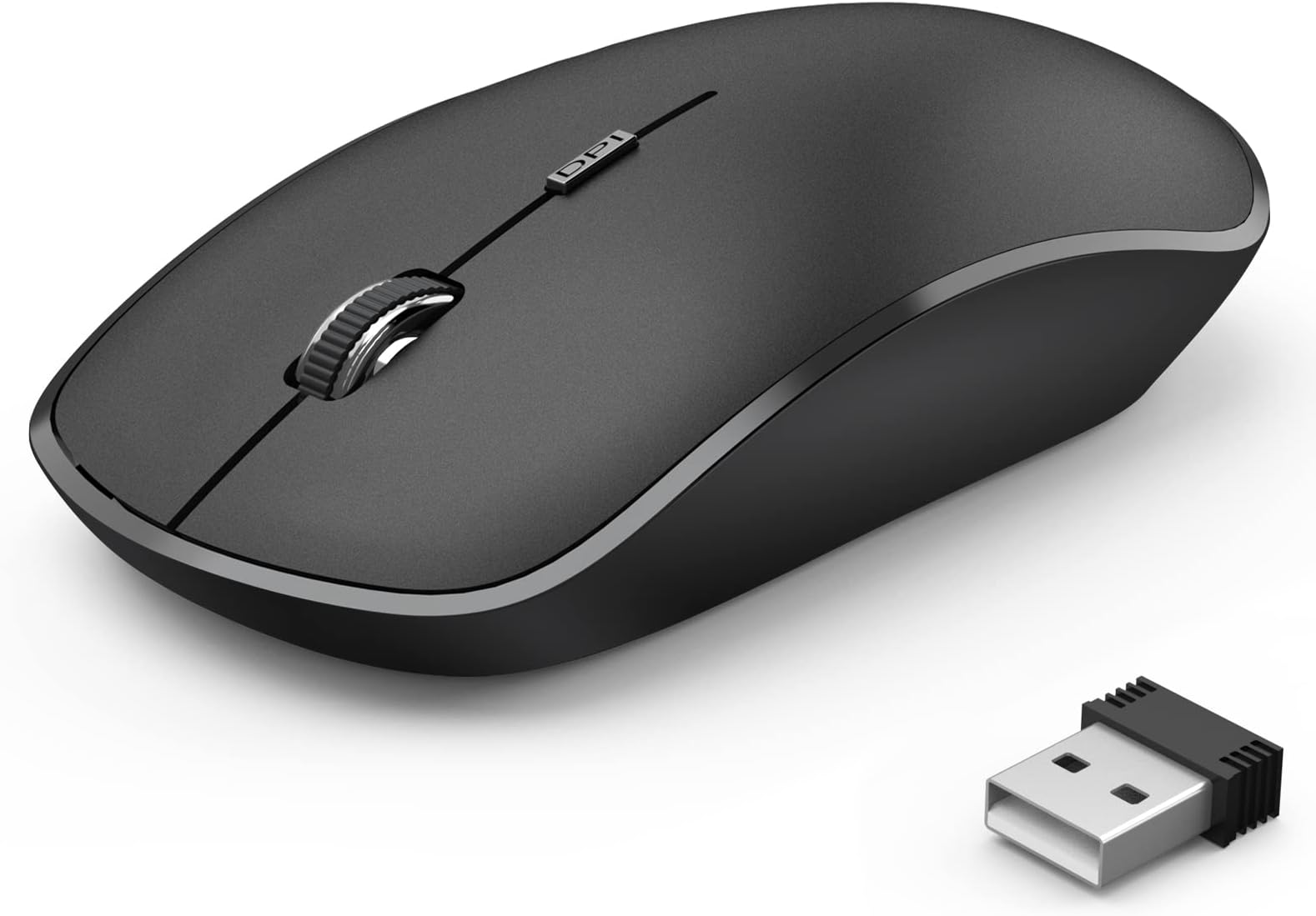 JOYACCESS Wireless Mouse for Laptop, J 2.4G Slim Portable Wireless Silent Mouse, 5 Adjustable DPI, Computer Mouse Wireless with USB Receiver for Desktop,PC,Notebook,MacBook,Chromebook (Black)
