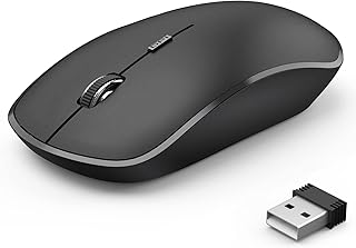 J JOYACCESS Wireless Mouse for Laptop, 2.4G Ultra Thin Silent Mouse with USB Receiver, 2400 DPI Portable Mobile Optical Cordless Mouse for Laptop, Computer, MacBook,Window, Chromebook, PC-Black