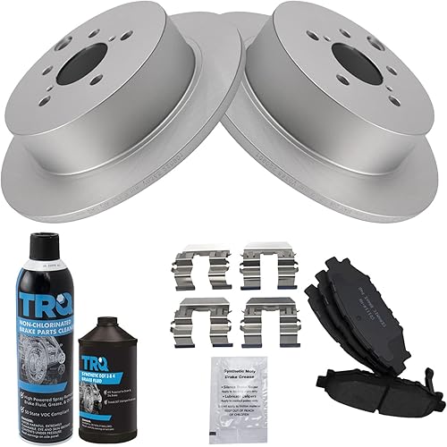 Miniatura 3 de TRQ Kit de pastillas de freno trasero y rotor, kit químico de freno, pastillas de freno Rotor de freno Cerámica Premium G-Coated Compatible con