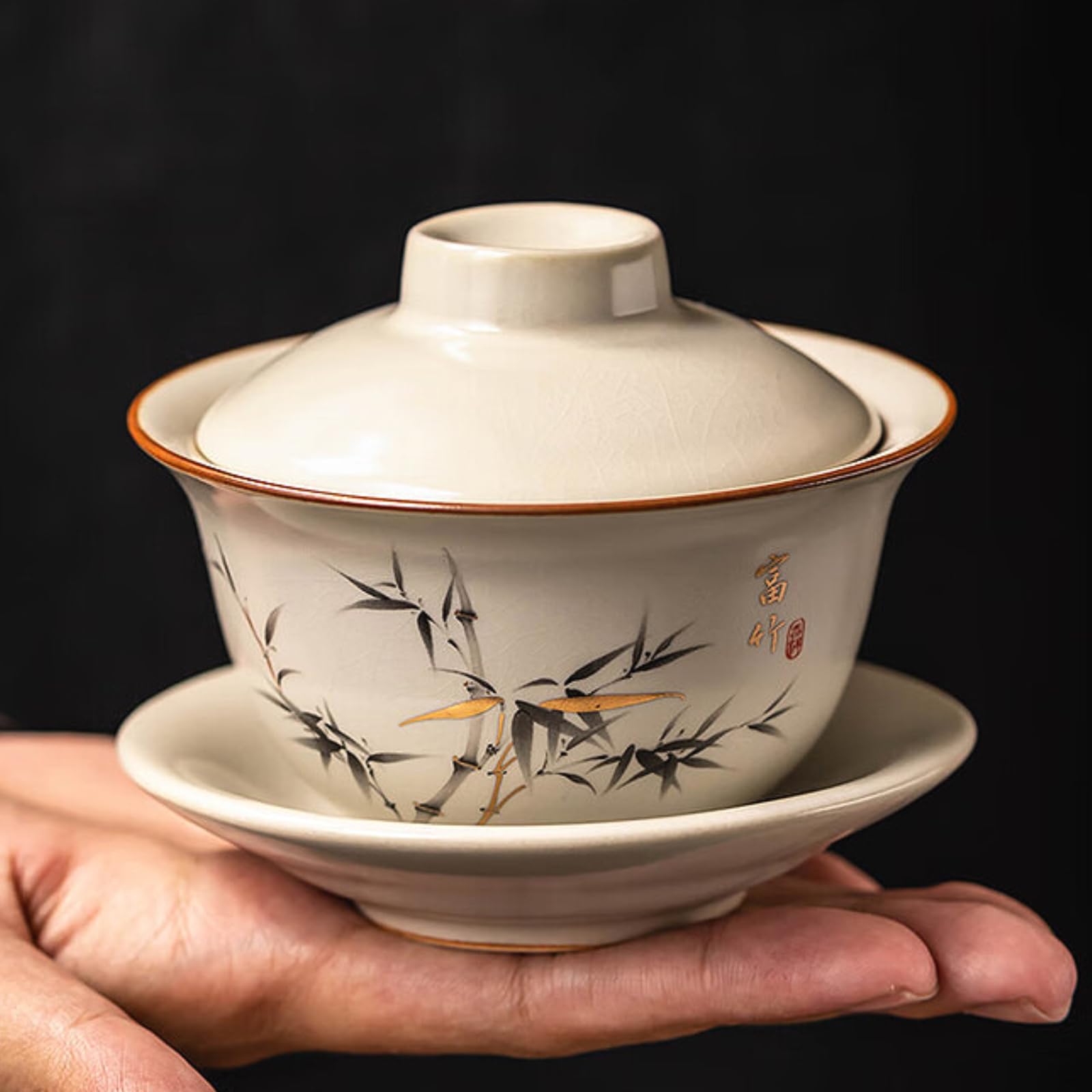 Gaiwan Ruyao service à thé Kungfu en céramique craquelée de prestige