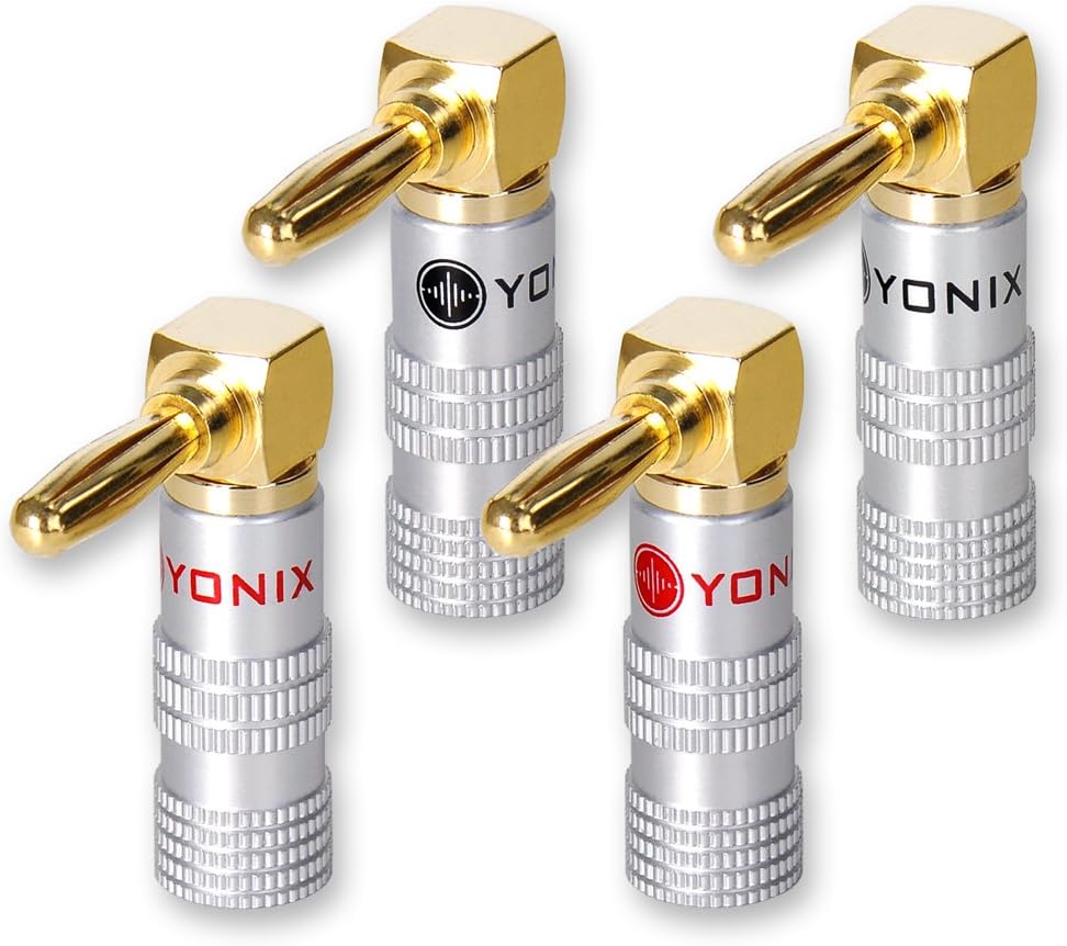 4x Yonix high end, banana plugs, angled gold plated, BSY 345.