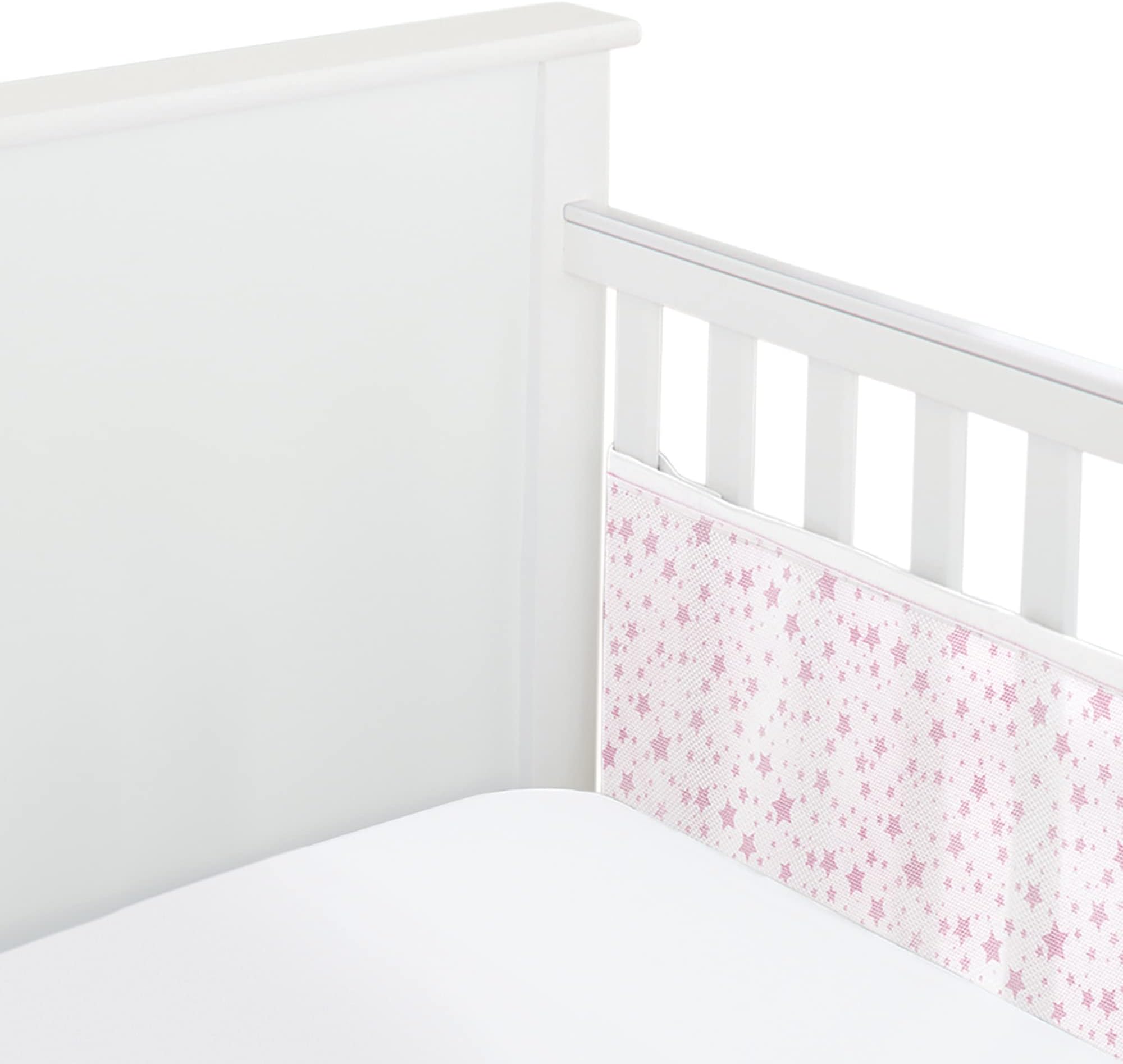 Breathable Mesh Liner For Cot Beds — Covers 2 Sides — Classic — 3 mm — Twinkle Pink — 2 Panels — Non-Padded Single Layer — Safer Than a Crib Bumper — UK/EU Safety Tested