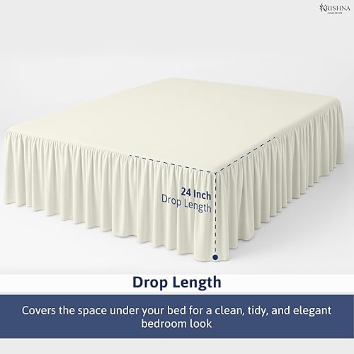 Miniatura 4 de Falda de cama con volantes con esquinas divididas, tamaño Queen (caída de 24 pulgadas), falda de cama con volantes y plataforma con volantes de