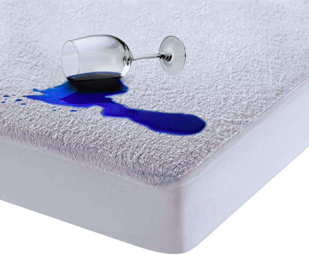 4As White 100% Waterproof Mattress Protector – Super Absorbent & Aloe Vera Treated Terry Towel With Deep 30Cm Fitted Skirt For Extra Comfort – Super King Mattress Protectors (180X200+30 Cm)