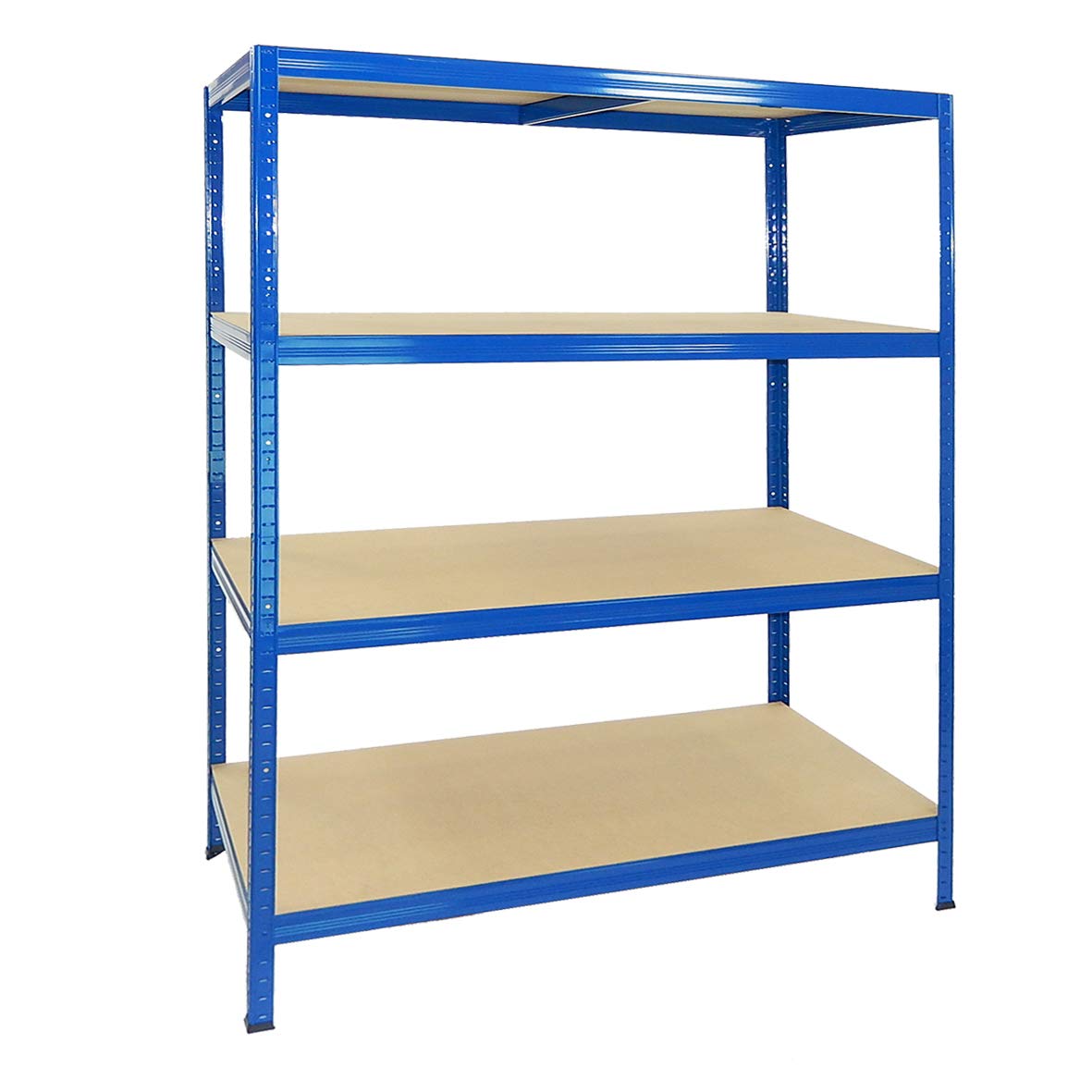 Scaffale legno metallo 4 ripiani cm L120xP60 xH180 Alta portata Blu Incastro