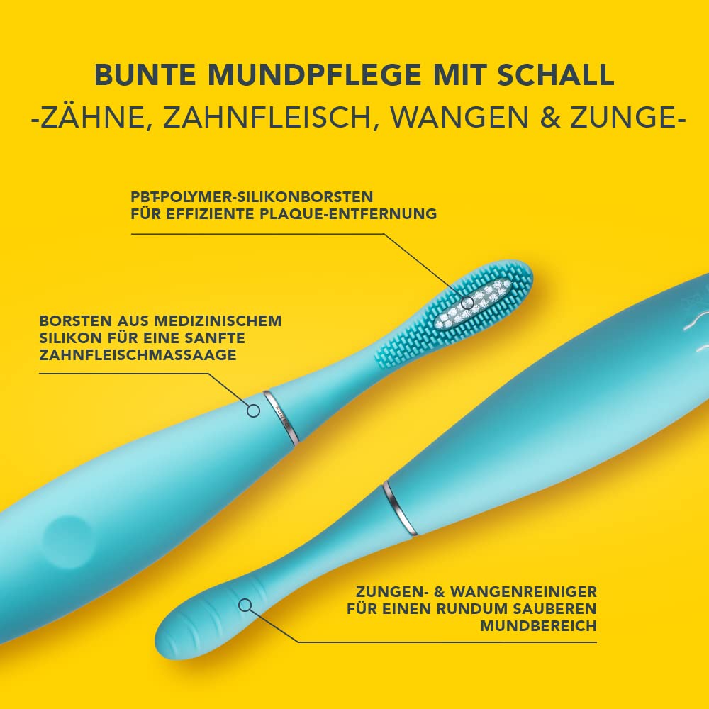 FOREO ISSA kids ultrahygienische elektrische Schallzahnbürste aus Silikon, Kinderzahnbürsten 5–12, Zähne, Zahnfleisch, Wangen & Zunge, Mundpflege, wasserdicht, 265 Tage/USB-Aufladung, 2 Jahre Garantie