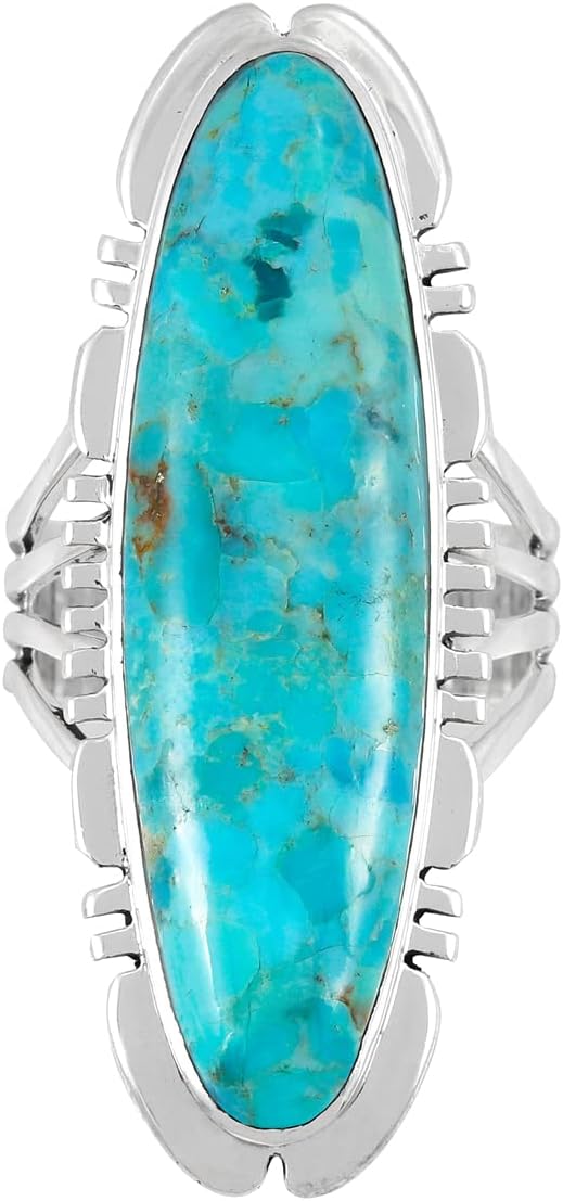 Turquoise Network Sterling Silver Ring with Genuine Gemstones & Gemstones (SELECT color) - Image 4
