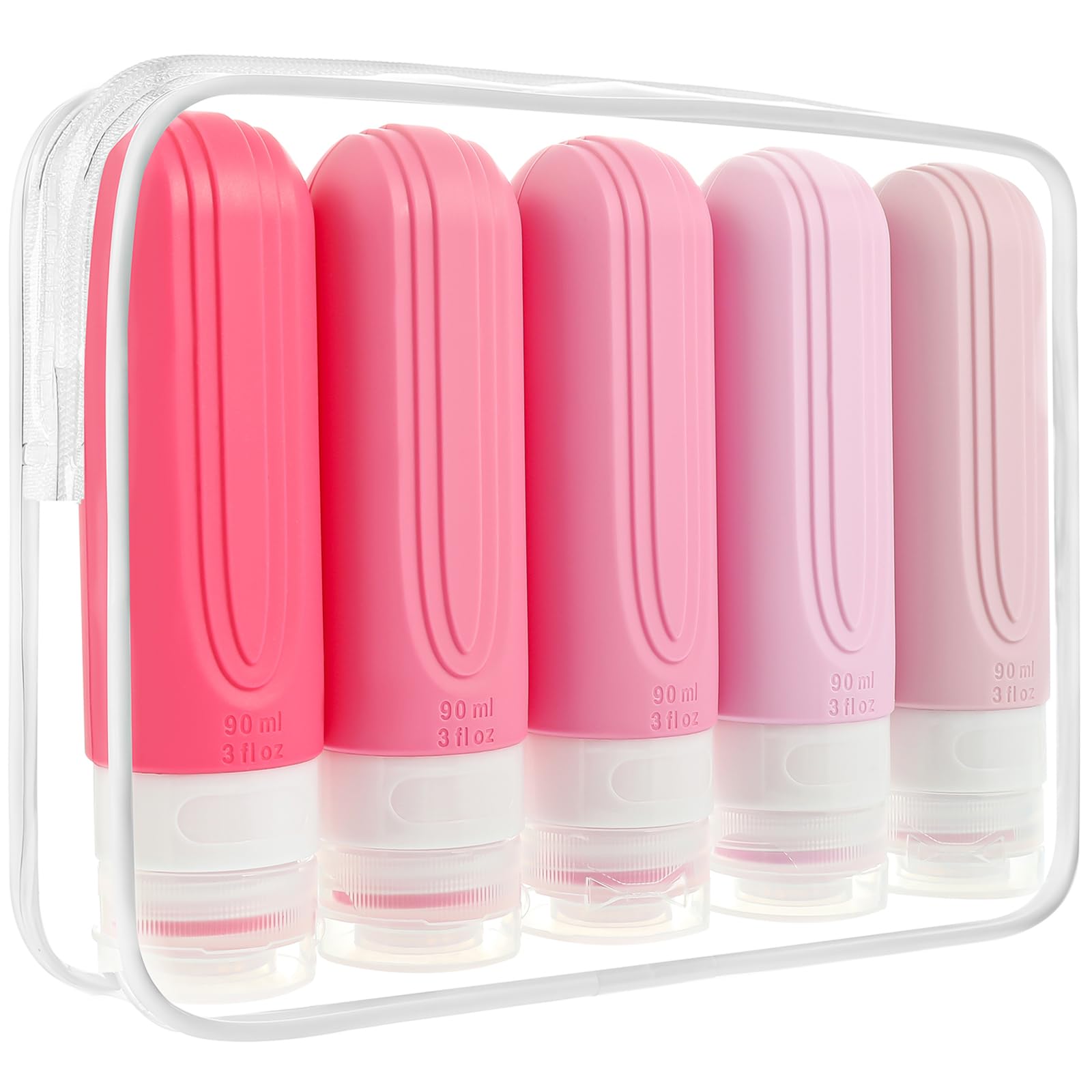 CHEODIN Travel Bottles for Toiletries, 5 Pack TSA Approved Travel Size Containers, 3oz Leak Proof Refillable Travel Accessories for Shampoo