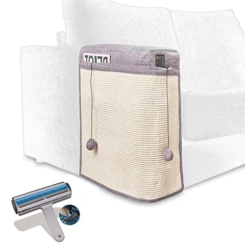 TREKAM Rascador para Gatos Sofa - Ideal para Evitar Que Tus Gatos arañen el sofá y para Que se estimulen, diviertan y jueguen - Incluye Rodillo quitapelos y Dos Pelotas de Juguete (Derecha) - derecha