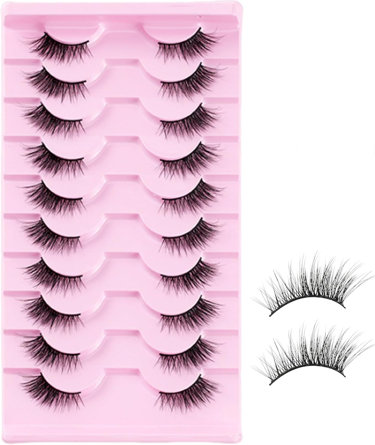 20PCS Half Lashes for Women - Natural Wispy False Eyelashes, Fluffy Volume Strip Fake Lashes, Accent DIY Cluster Faux Eyelashes