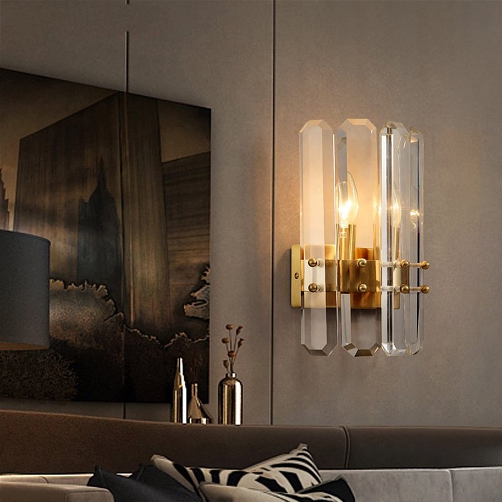 VDOQTLJT Minimalist Wall Lamps Crystal Gold Indoor Light Compatible with Living Room Bedroom Bedside - Porch LED Sconce Lampara Pared Chandelier Ceiling(C)