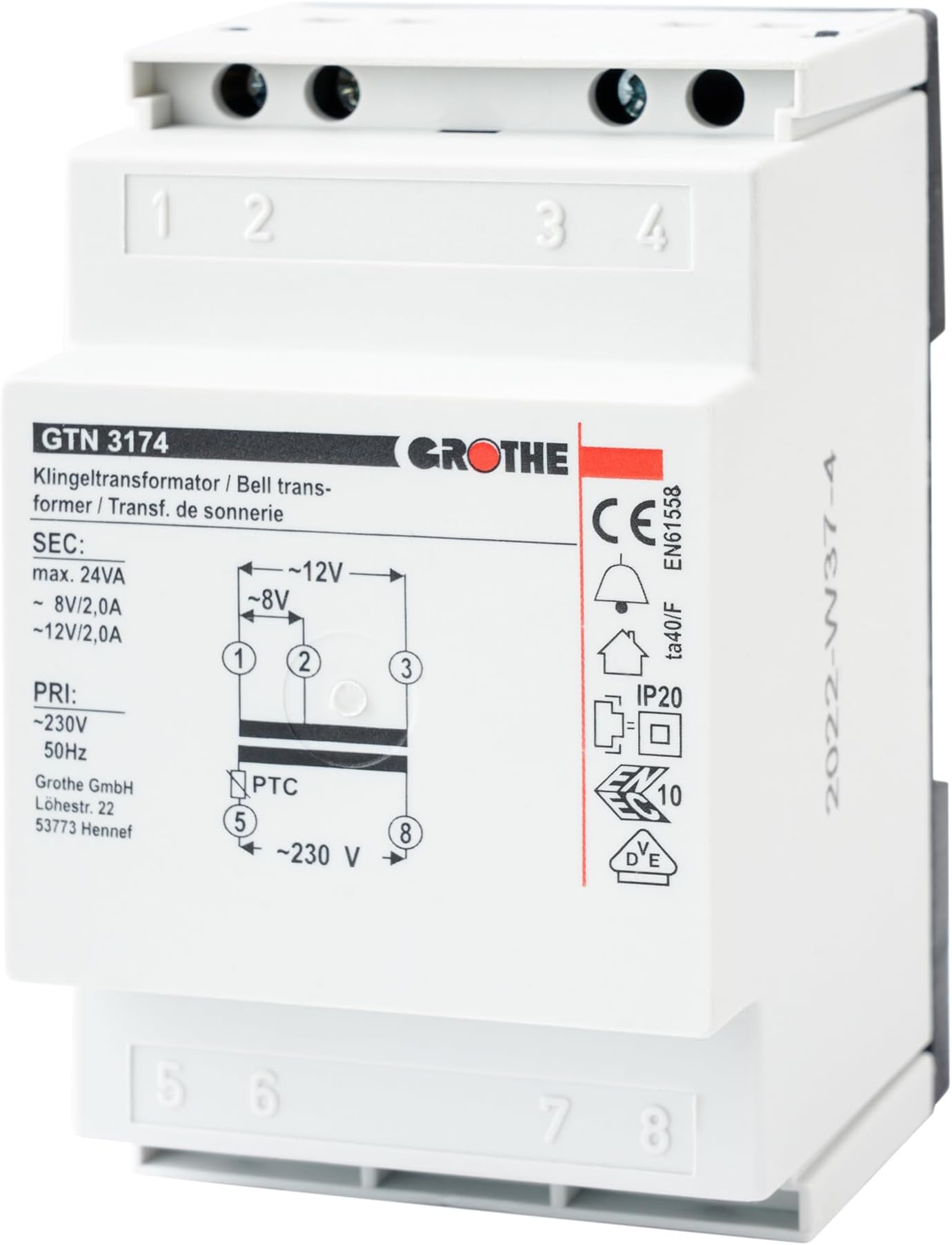 Bell Transformer 3.0/2.0/2.0A GT 3174 4/8/12V 2Amp 20Hz Wired