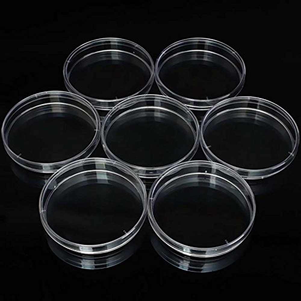 10 pezzi, Plastica di Petri, con Coperchio,MONOUSO Piastra di Petri Sterilizzata Trasparente, per Cultura di Laboratorio Lievito Batterico(70mm)