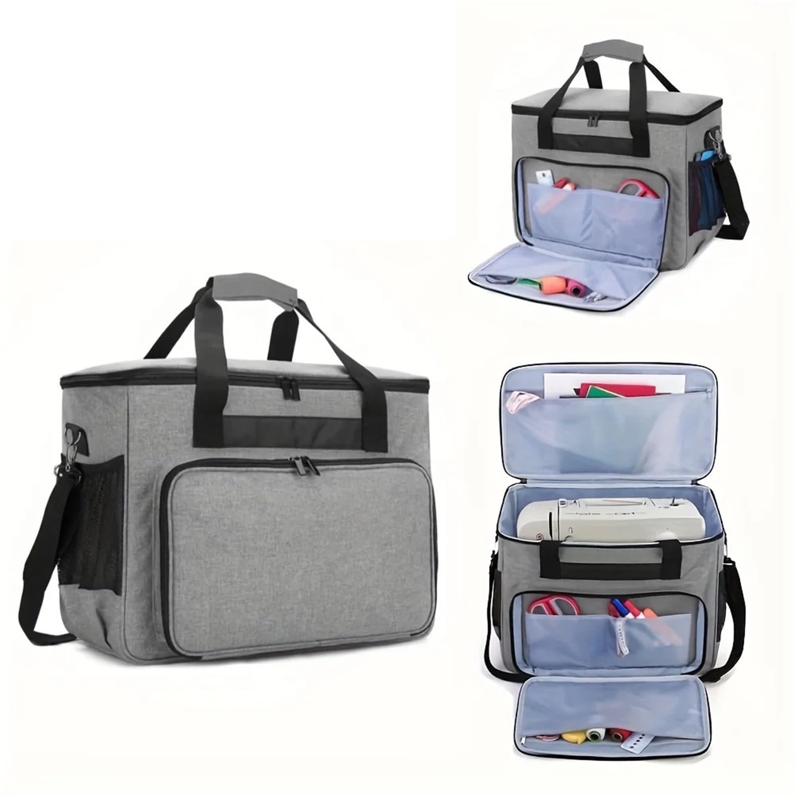 UBOHUZ Nähkasten, gepolsterte Aufbewahrungstasche mit mehreren Taschen und Zubehör-Organizer, stilvolle Reisetasche für Hause Reise