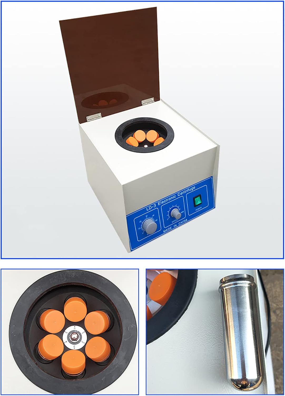 Electric Centrifuge Machine, Lab Benchtop Centrifuges, Capacity 50 ml x 8, with Timer and Speed Control, 4000RPM, 0-60min, 110V/220V, for Chemical Biological Practice, Blood, Fat Separate