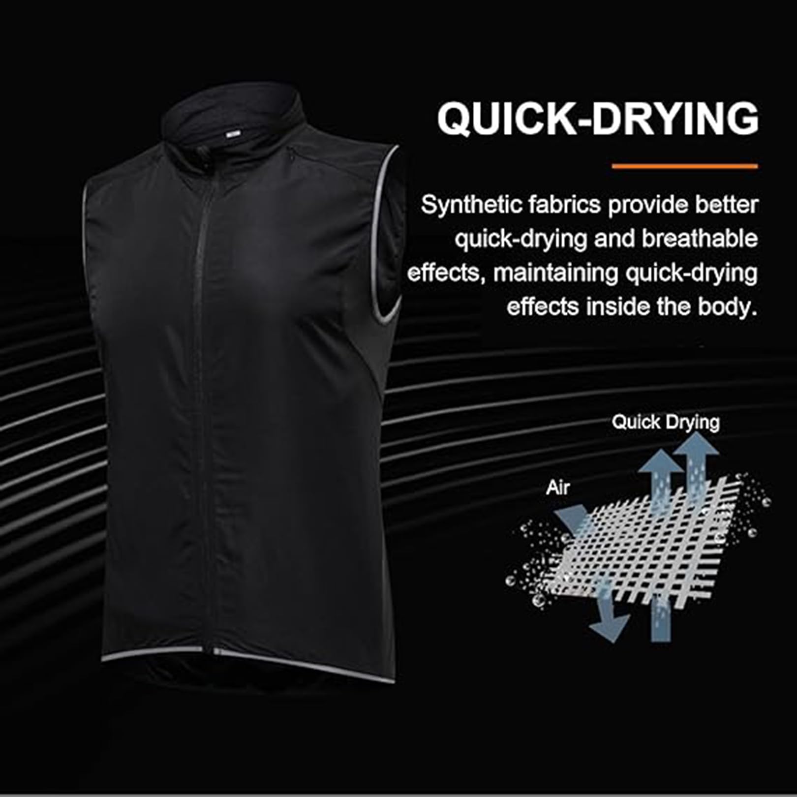 Gilet Ciclismo Sportivo Gilet Ciclismo Leggero e Traspirante Gilet da Ciclismo con Tasca Gilet Corsa Gilet Bici MTB Antivento Giacca Senza Maniche Estate,Black-5XL