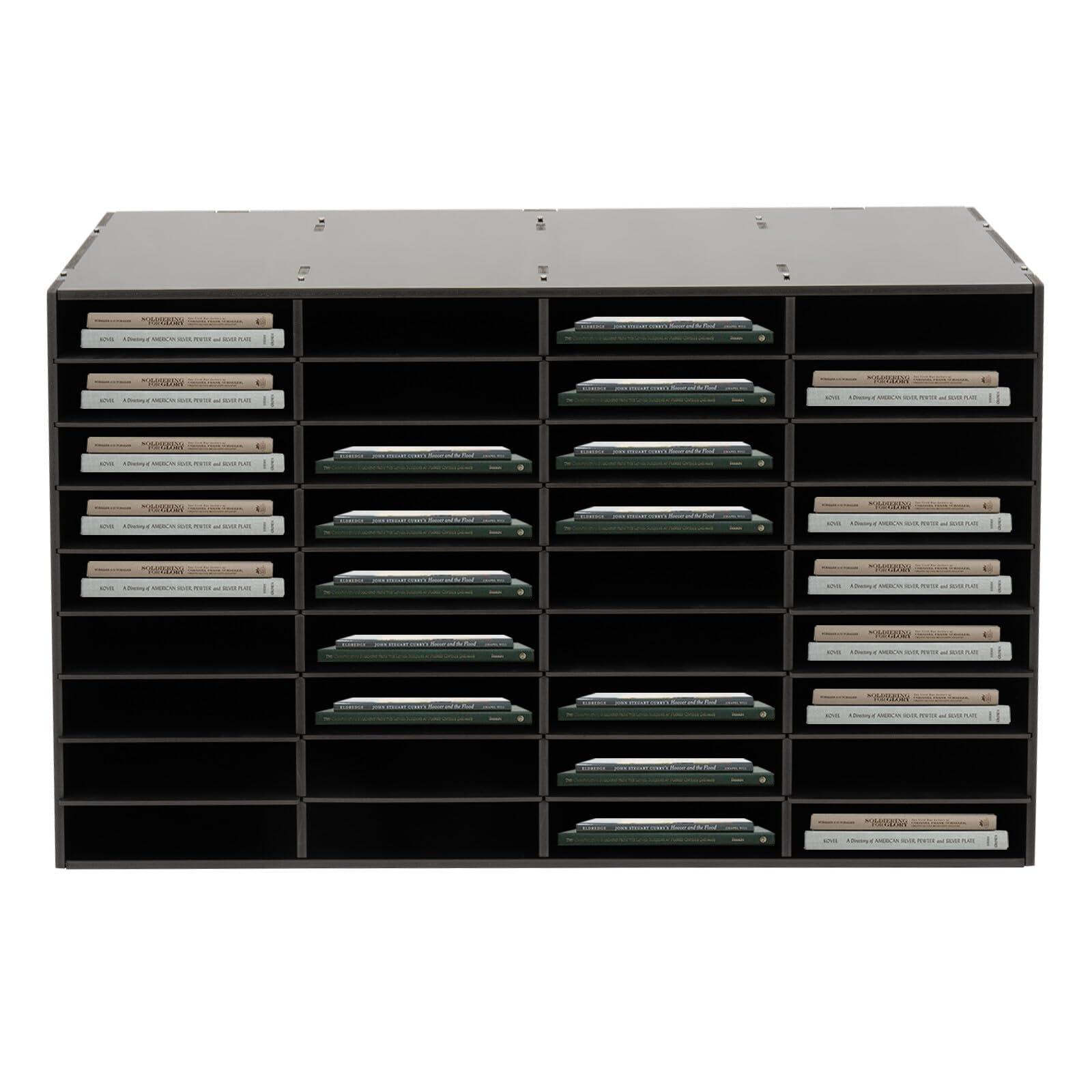 Organizer da scrivania a 36 scomparti, organizer per letteratura, portadocumenti, impilabile, con ripiani regolabili, organizer multiuso per ufficio e aula, 100 x 30 x 61 cm (nero)