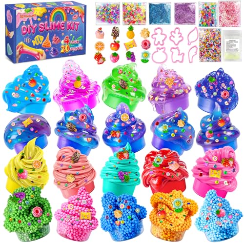 Kit de Slime de 20 Piezas para Niñas y Niños - Slime Premade para Niños, Set de Manualidades para Fiestas con 4 Tipos de Slime Clear, Butter, Galaxy, Foam, Recuerdos y Regalos para Edades 3 a 12