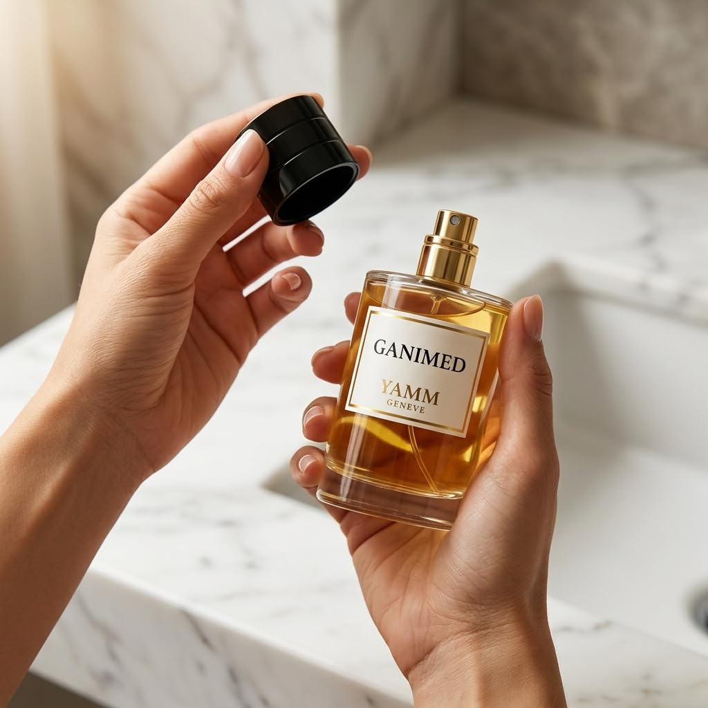 Ganimed | Extrait de Parfum 50 ml | Profumo Unisex Uomo & Donna | Zafferano, Mandarino Italiano & Camoscio | Minerale, Legnoso & Muschiato | Lusso & Lunga Tenuta