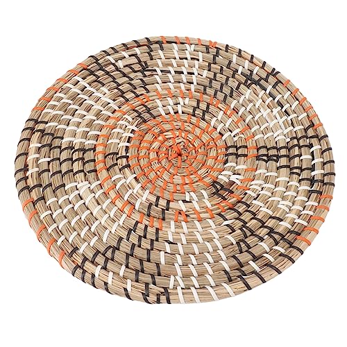 Decoração de Cesta de Parede Boho, Jogos Americanos Redondos de Vime Estilo Nórdico Decoração de Par